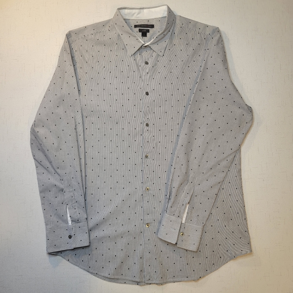 John Varvatos Luxe Slim Striped Velvet Dot Button Up Shirt